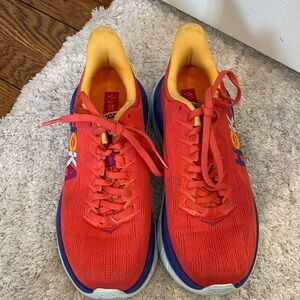 Hoka Red and Blue Athletic Shoes